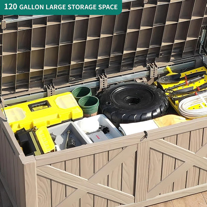 YITAHOME 31 Gallon Outdoor Storage Deck Box | Waterproof Resin Package Delivery and Storage Box with Lockable Lid for Patio Furniture Cushions, Pool Accessories, Garden