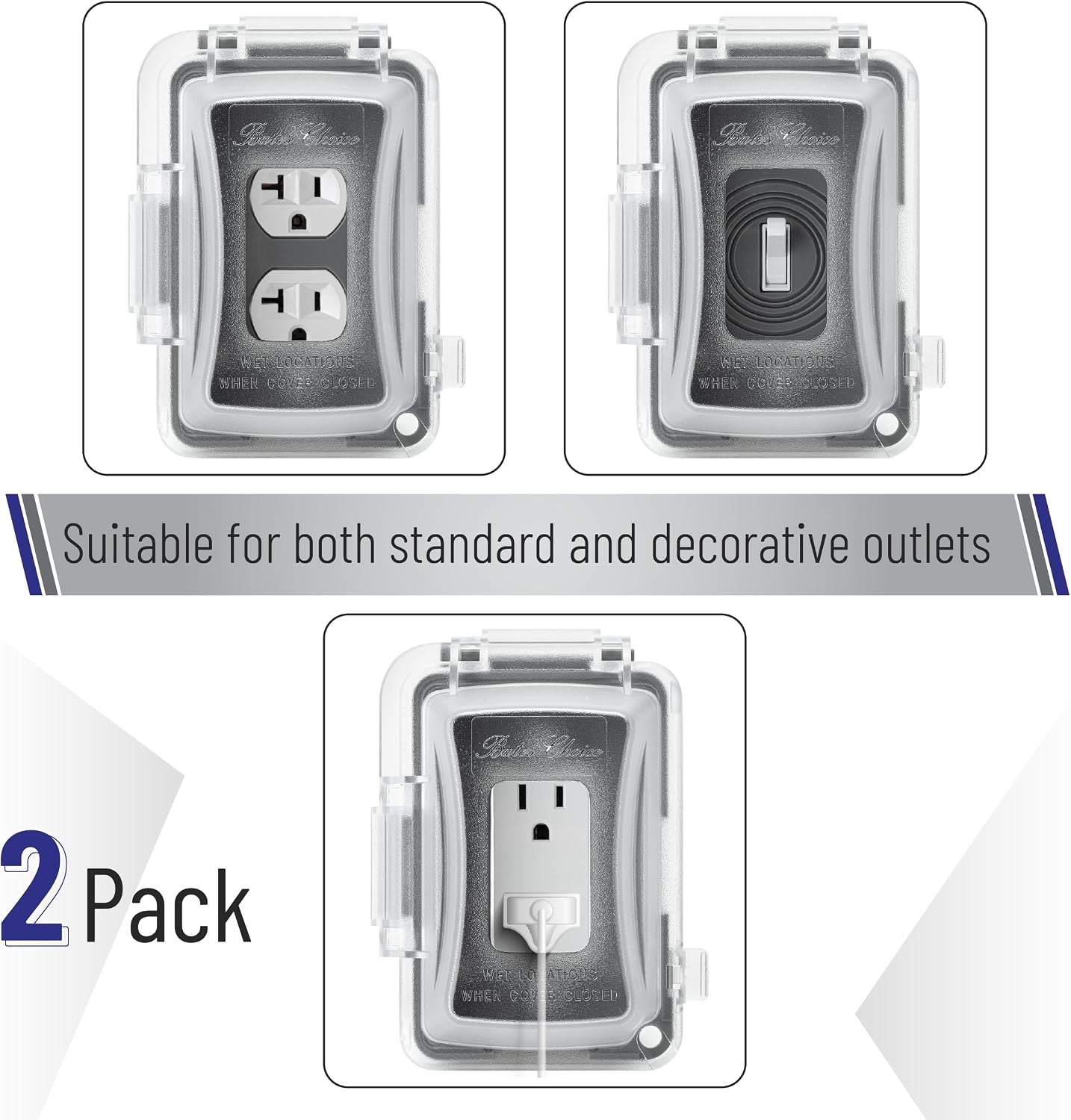 Bates- Weatherproof Electrical Outlet Cover, 1-Gang Outdoor Plug Cover | For Protection Against Rain Dust & Outdoor Use