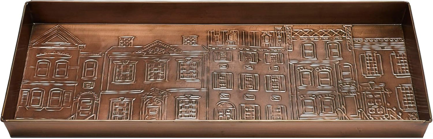 HF by LT Birch Forest Pattern Metal Boot Storage Tray, 30 x 13 inches, Antique Copper Finish