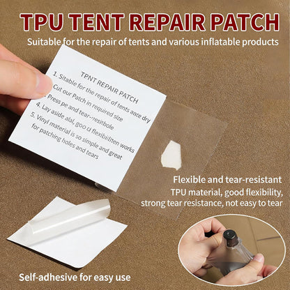 TPU Tent Repair Patches, Mesh Screen Repair Stickers, Practical Repair Kits | Self-Adhesive, Quick & Easy to Use, Ideal for Repairing Tents, Raincoats, Inflatables, Mosquito Nets & Window Screens