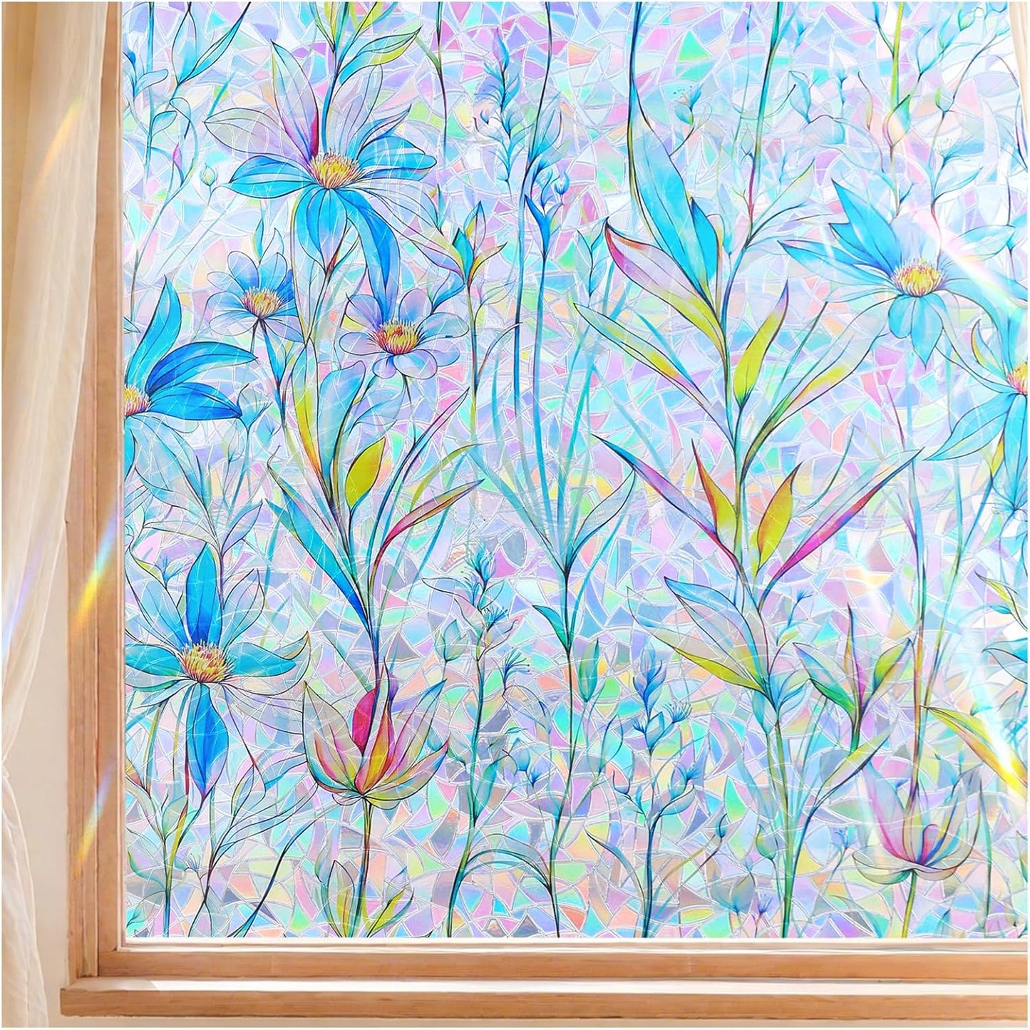 Finnez Window Privacy Film 3D Static Cling Window Film, No Glue Heat Control & 96% UV Blocking for Home Office, Decorative Frosted Glass Cover 17.5 Inch x 6.5 Feet