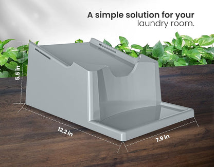 Liquid Laundry Detergent Holder Stand with Drip Tray - 1 Pack - White | Easy Pouring, Rubber Feet, Secure Strap, Angled Stand, Fabric Softener Dispenser for Laundry Room Organization & Storage