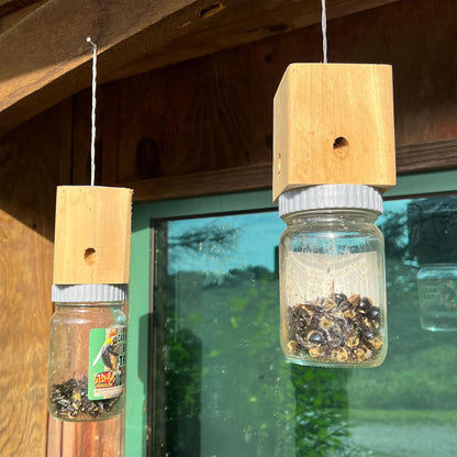 Billy Bob Carpenter Bee Trap - Made in the USA - Solid Wood Top - Outdoor Insect Trap for Carpenter Bees - Old Fashioned Mason Jar Design