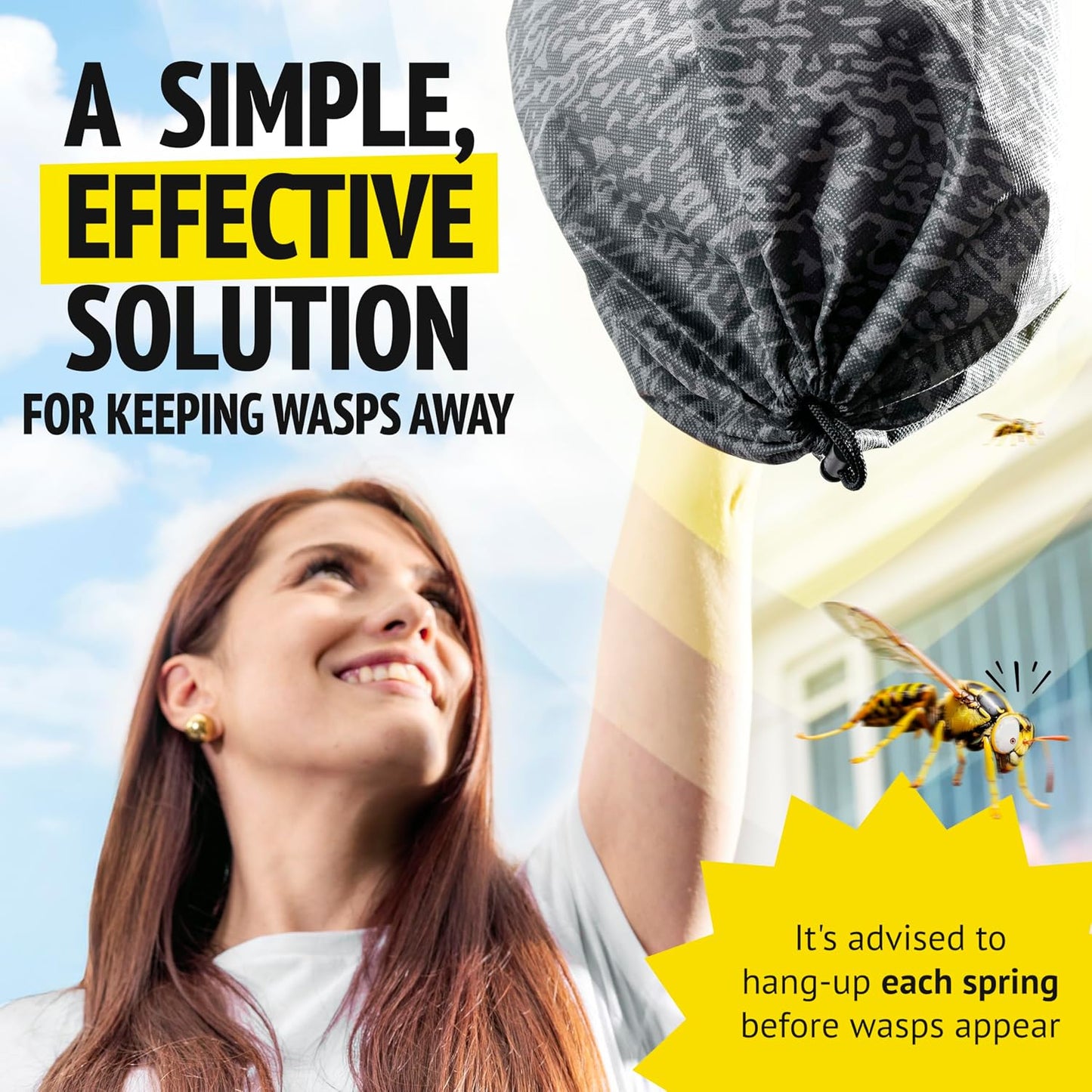 Super Ninja Fake Wasp Nest - 2 Pack, Wasp Nest Decoy for Outdoor Hanging, Yellow Jackets & Bee Repellent Outdoor, Waterproof & Tear-Resistant Deterrent for Patio & Garden