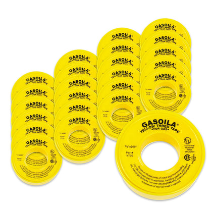Gasoila Yellow PTFE Thread Seal Tape – Professional-Grade, 1/2 Inch x 260 Inch, High-Density Thread Tape for Gas Lines– Leak-Proof Seal, Non-Toxic