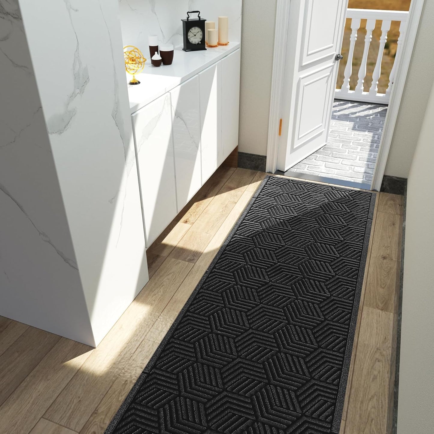 Yimobra Front Door Mat, All-Season Waterproof Outdoor Mat for Entrance with Drainage Holes, Heavy Duty Non-Slip Doormat for Garage Patio Entryway Indoor, 29.5x17, Red
