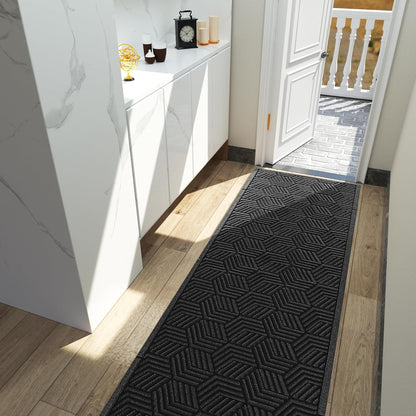 Yimobra Front Door Mat, All-Season Waterproof Outdoor Mat for Entrance with Drainage Holes, Heavy Duty Non-Slip Doormat for Garage Patio Entryway Indoor, 29.5x17, Red
