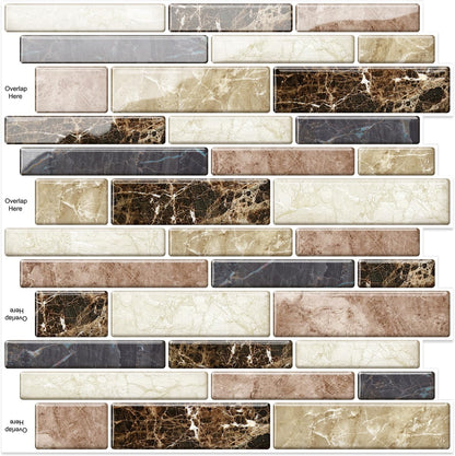 10 Sheets Peel and Stick Backsplash, Peel and Stick Tiles, Marble Look Wall Tiles Backsplash for Kitchen and Bathroom, Livingroom, 12”x12”,Blue&Grey