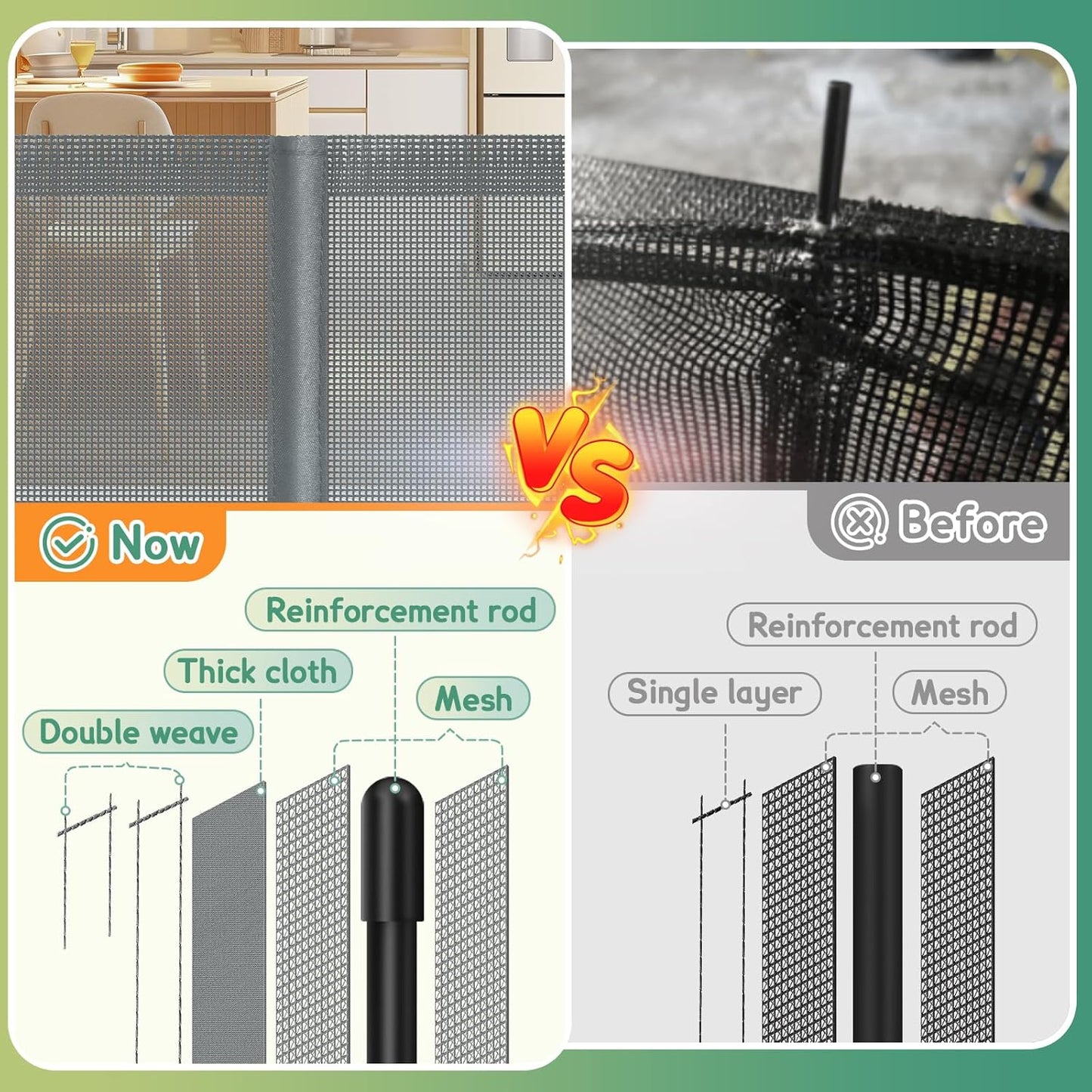 200'' Retractable Baby Gates Extra Wide,34" Tall Retractable Dog Gate for Doorways,Extra Long Retractable Baby Gate for Stairs,Kitchen,Indoor/Outdoor Retractable Gate with Fiberglass Reinforcement Rod