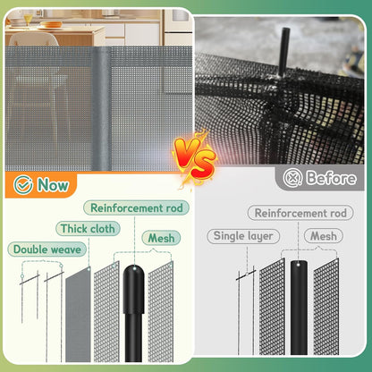 200'' Retractable Baby Gates Extra Wide,34" Tall Retractable Dog Gate for Doorways,Extra Long Retractable Baby Gate for Stairs,Kitchen,Indoor/Outdoor Retractable Gate with Fiberglass Reinforcement Rod