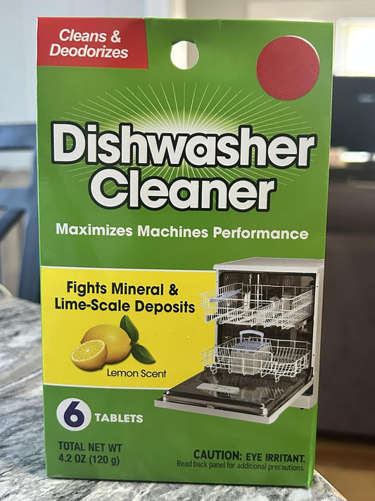Dishwasher Cleaner and Deodorizer Tablets, Lemon Scent, Fights Mineral and Lime-Scale Deposits, 6 Count