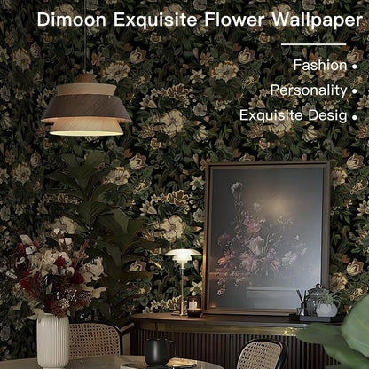 Dimoon 17.3''x78.7'' Peel and Stick Wallpaper Floral Cute Contact Paper Vintage Village Country Cottage Wallpaper Farmhouse Yellow Beige Renter Friendly Geometry Waterproof Embossed Kitchen Bedroom