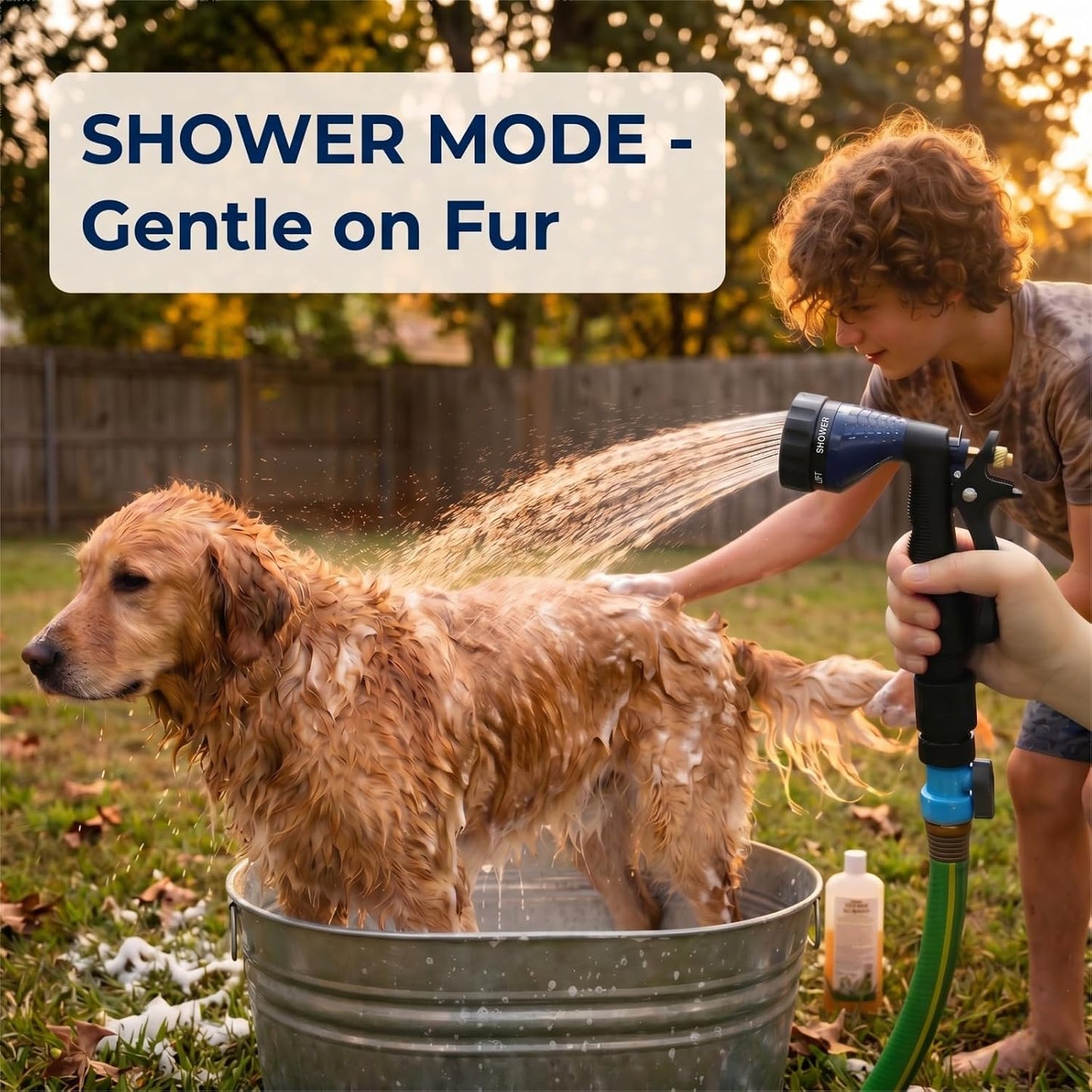 GREEN MOUNT Water Hose Nozzle Spray Nozzle, Metal Garden Hose Nozzle with Adjustable Spray Patterns, Perfect for Watering Plants, Washing Cars and Showering Dogs & Pets