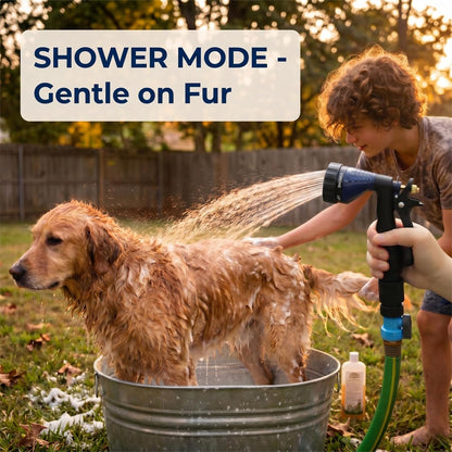 GREEN MOUNT Water Hose Nozzle Spray Nozzle, Metal Garden Hose Nozzle with Adjustable Spray Patterns, Perfect for Watering Plants, Washing Cars and Showering Dogs & Pets