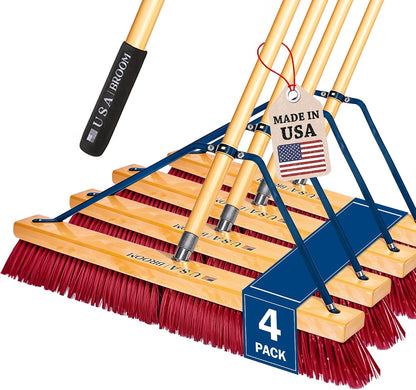 36" Heavy Duty Outdoor Push Broom with 60" Handle. Ideal for Asphalt, Concrete & Heavy Debris. Durable American Made Steel Brackets-Stainless Steel Hardware. No Plastic. 100% USA Made