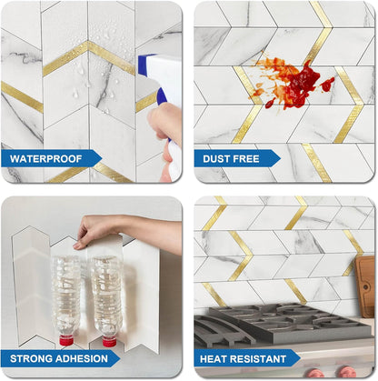 MOFIT Peel and Stick Backsplash for Kitchen,3D Wall Panel Peel and Stick Tile Self Adhesive Backsplash for Bathroom Tile Stickers Diamond (5Sheets,Blue Green Gray)