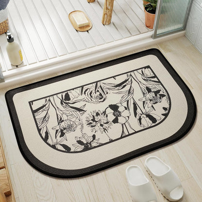 YDKGL Ultra Thin Bathroom Rugs Mat Quick Dry Absorbent Non Slip Bath Mat Bath Mats for Bathtub Mat Bathroom Carpet Fit Under Door Washable Floor Rubber Half Round Bath Rugs Grey 16x24