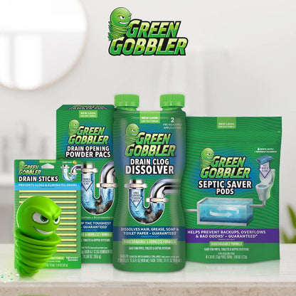 Green Gobbler Hair Grabber Drain Snake - 5 Pack (Great for Sink & Shower Clogs)