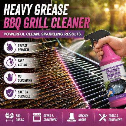Fast-Acting Heavy-Duty Grill Degreaser Spray, Heavy Duty Degreaser Spray, Removes Grease, Oil & Grime, No Residue, Kitchen Grill Oven Engine Cleaner for Home & Automotive Use (1pcs)