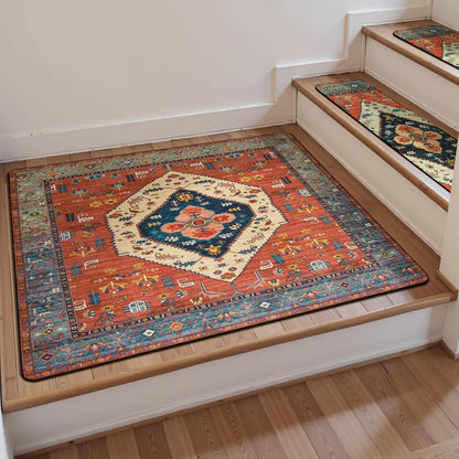 OJIA Non-Slip Carpet Stair Treads for Wooden Steps Set of 15, 30''X8'' Indoor Runner Resistant Rugs Rubber Safety Mats for Dogs, Kids & Elders, Stairway Grip