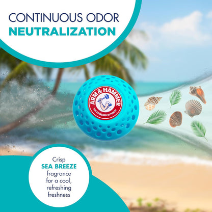 Arm & Hammer OdorBusterz® Odor Eliminator Balls, Sea Breeze, 3 Count – Baking Soda Odor Control for Closets, Drawers, Hampers & Small Spaces