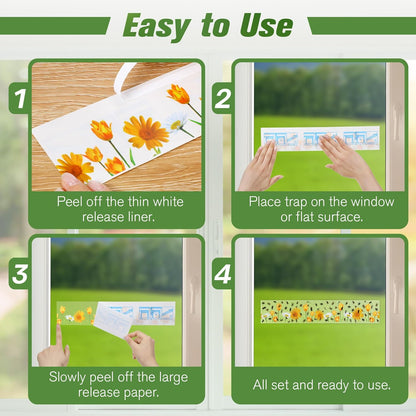 Qualirey 30 Pack XL Window Fly Traps for Indoors, Extra Large Fly Paper Sticky Strips, Waterproof & Non Toxic Clear Sticky Traps for Windows, Bug Catcher for House, Kitchen and Office(15"×3")