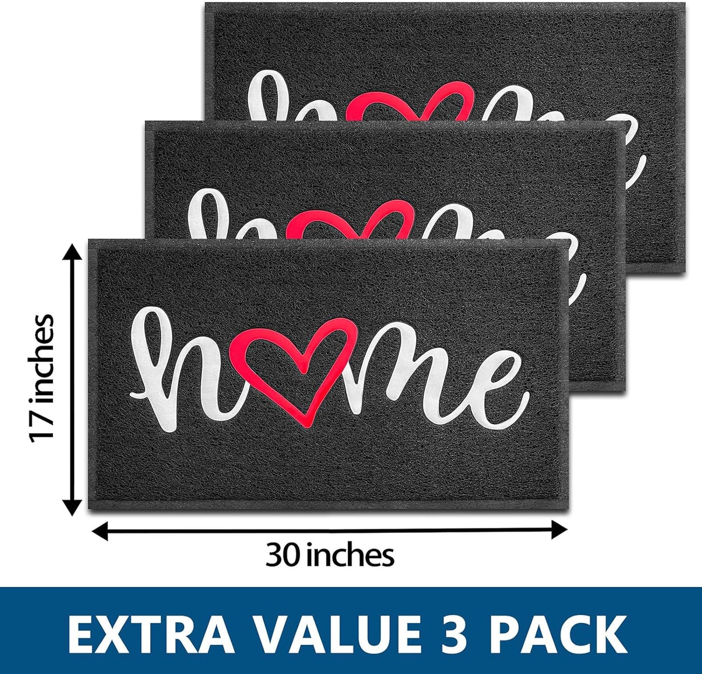 EARTHALL Door Mat Outside Inside Home Doormat, 30"x17.5", Durable Floor Mat Non Slip Mat Ultra Absorb Mud Easy Clean Front Doormat for Garage, Entryway, Patio, High Traffic Areas, Black
