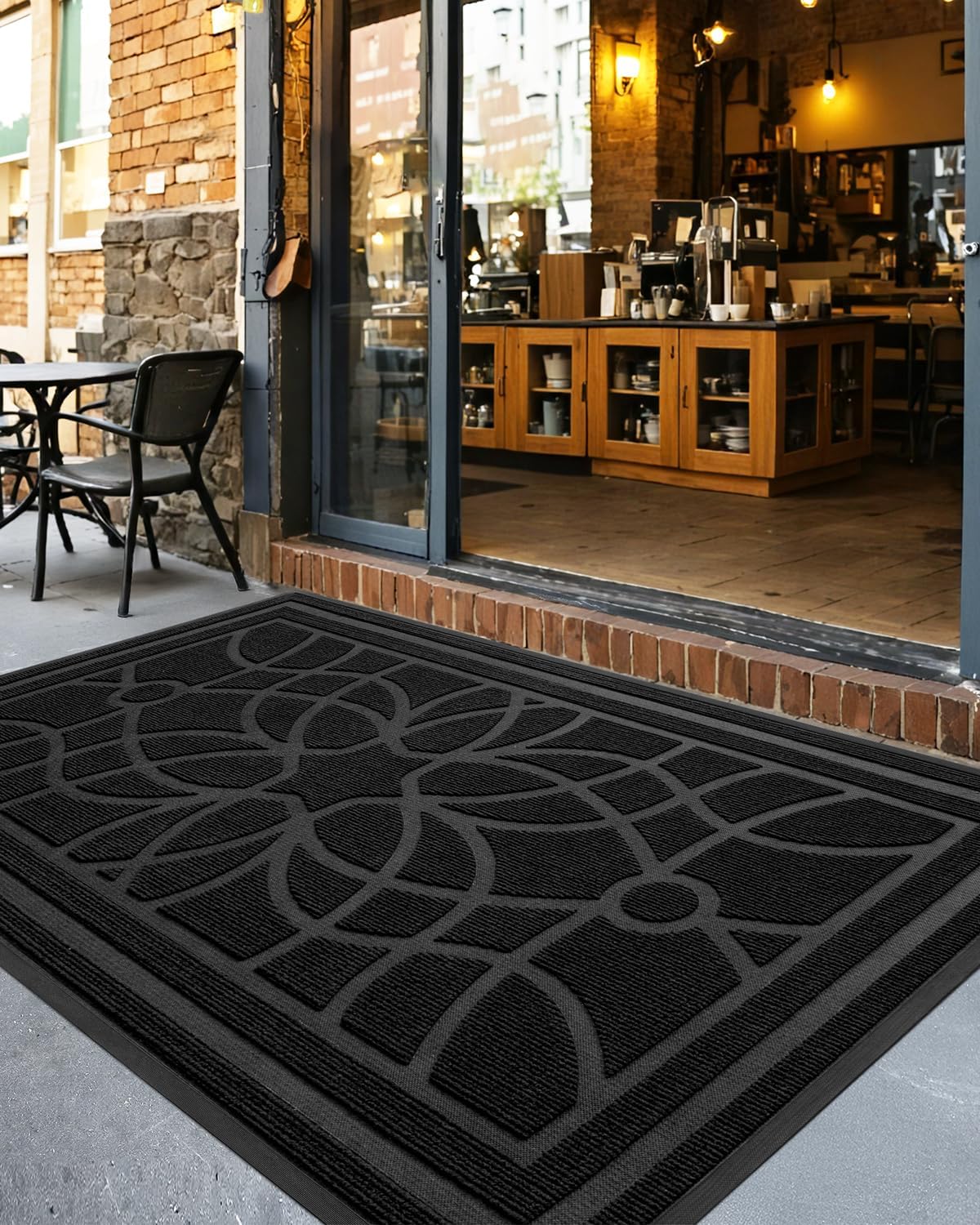 DEXI Front Door Mat Outside Entrance, Heavy Duty Non Slip Low Profile Doormat for Entryway, Trap Dirt and Moisture Welcome Mats, Easy Clean, Patio, Garage, 3x2, Blue