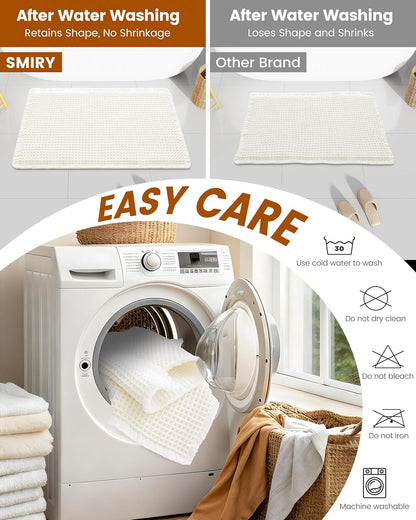 Smiry Waffle Bath Mat 30x20, Extra Soft Absorbent Bathroom Rugs, Non Slip Machine Washable Quick Dry Bath Rugs for Bathroom Floor, Tub, Shower, Home Decor Accessories, Brown