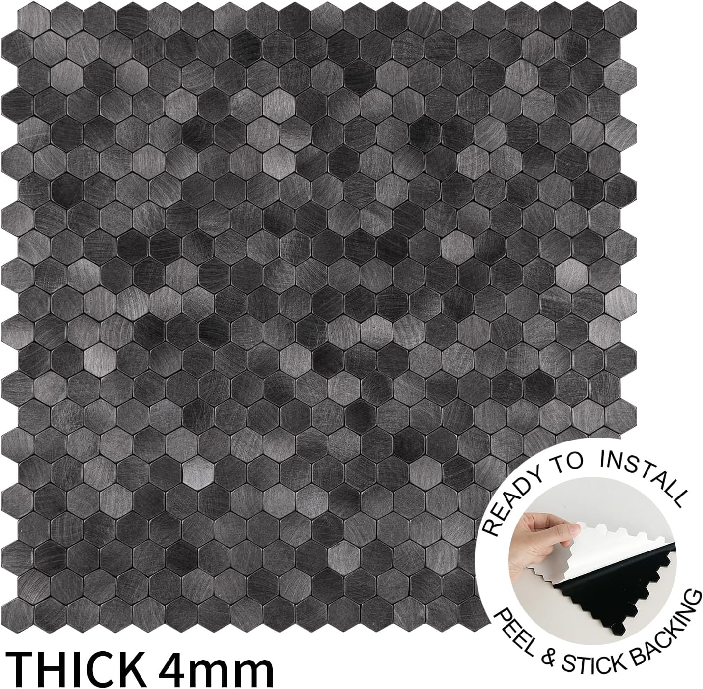 Peel and Stick Subway Backsplash Tiles, 5 Pack, 12 x 12 in, Almond | extra thick 3D wall panels, heat and water resistant wall panels, easy DIY kitchen, bathroom, laundry, fireplace wall décor