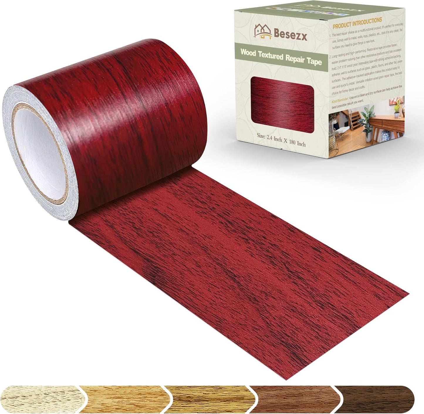 Besezx Wood Grain Repair Tape, 2.4" X15', Self Adhesive Wood Grain Repair Patch for Tables, Chairs, Baseboards, Doors, Windows, Floors, All Kinds of Furniture Renovation, Handicraft DIY. (Natural oak)