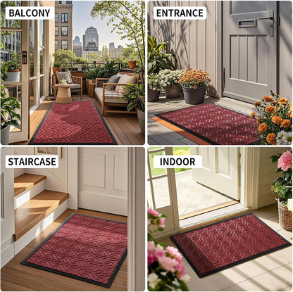 Yimobra Front Door Mat Outside Entrance 29.5x17, Waterproof Heavy Duty Outdoor Mats for Front Door, Non Slip Rubber Entry Mat for Garage Patio Indoor, Grey
