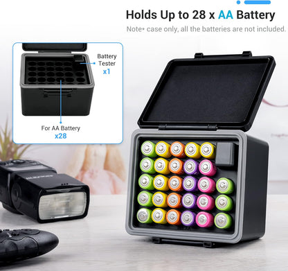 JJC 44 Slots AAA Triple A Battery Case Holder with Removable Battery Tester, Water-Resistant & Shockproof AAA Battery Storage Box Organizer