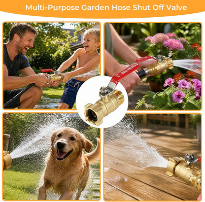 Garden Water Hose Splitter - RV Water Splitter 2 Way Heavy Duty Brass Spigot Hose Splitter - Outdoor Y Hose Bib 2 Valves with 2 Extra Rubber Washers for 3/4" Hose Connector (Blue)