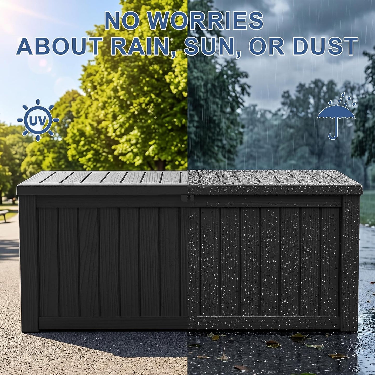 50Gal Outdoor Storage Box Anti-Theft Delivery Box Lockable Deck Box | Heavy-duty UV & weatherproof resin for secure parcel drop, patio cushion storage, garden tools & porch package organization