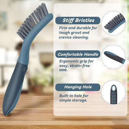 2 Packs Small Brushes for Cleaning, Stiff Bristle Grout Scrub Brushes for Kitchen, Bathroom, and Tile Floors, Ideal for Gaps, Crevices, and Window Tracks