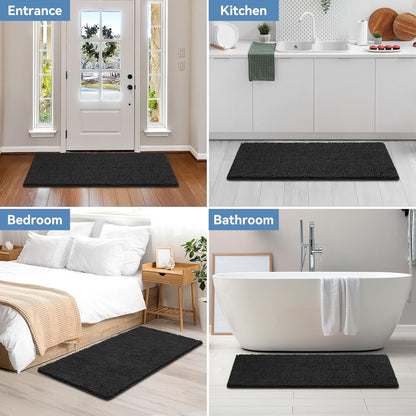 Bcoimo Bathroom Rugs 24x17, Bath Mats for Bathroom Non Slip with Rubber Backing,High Absorbent Microfiber Bath Rugs Quick Drying, Machine Washable, Durable Decor