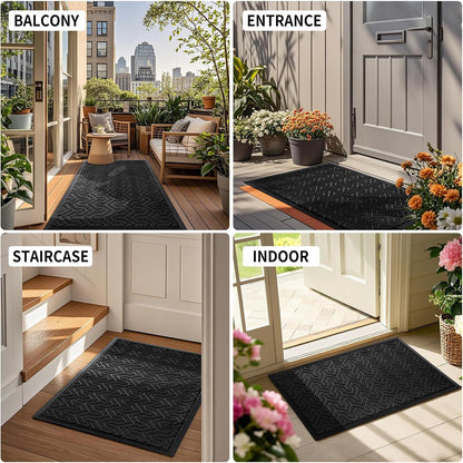 Yimobra Front Door Mat Outside Entrance 29.5x17, Waterproof Heavy Duty Outdoor Mats for Front Door, Non Slip Rubber Entry Mat for Garage Patio Indoor, Grey