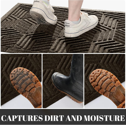 Yimobra Front Door Mat, All-Season Waterproof Outdoor Mat for Entrance with Drainage Holes, Heavy Duty Non-Slip Doormat for Garage Patio Entryway Indoor, 29.5x17, Red