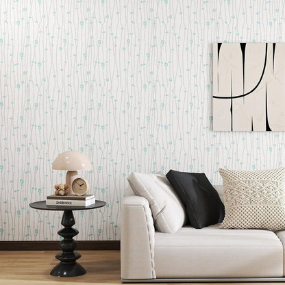 Modern Peel and Stick Wallpaper 17.3" x 80" White Wall Paper Peel and Stick Boho Birch-Twig Stripe Contact Paper Removable Self Adhesive Wallpaper for Bathroom Bedroom Shelf Cabinet Decor Vinyl