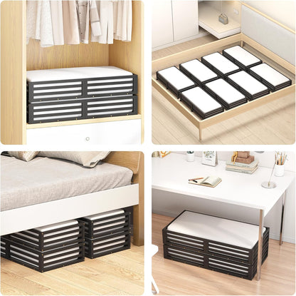Wisuce 2 Packs Bamboo Under Bed Storage Organizer with Wheels White Small | 360° Lockable Wheels,120lbs Load Capacity, Multi-scene ,Dustproof Clear Storage Bag, Large Capacity,Easy Quick Assembly