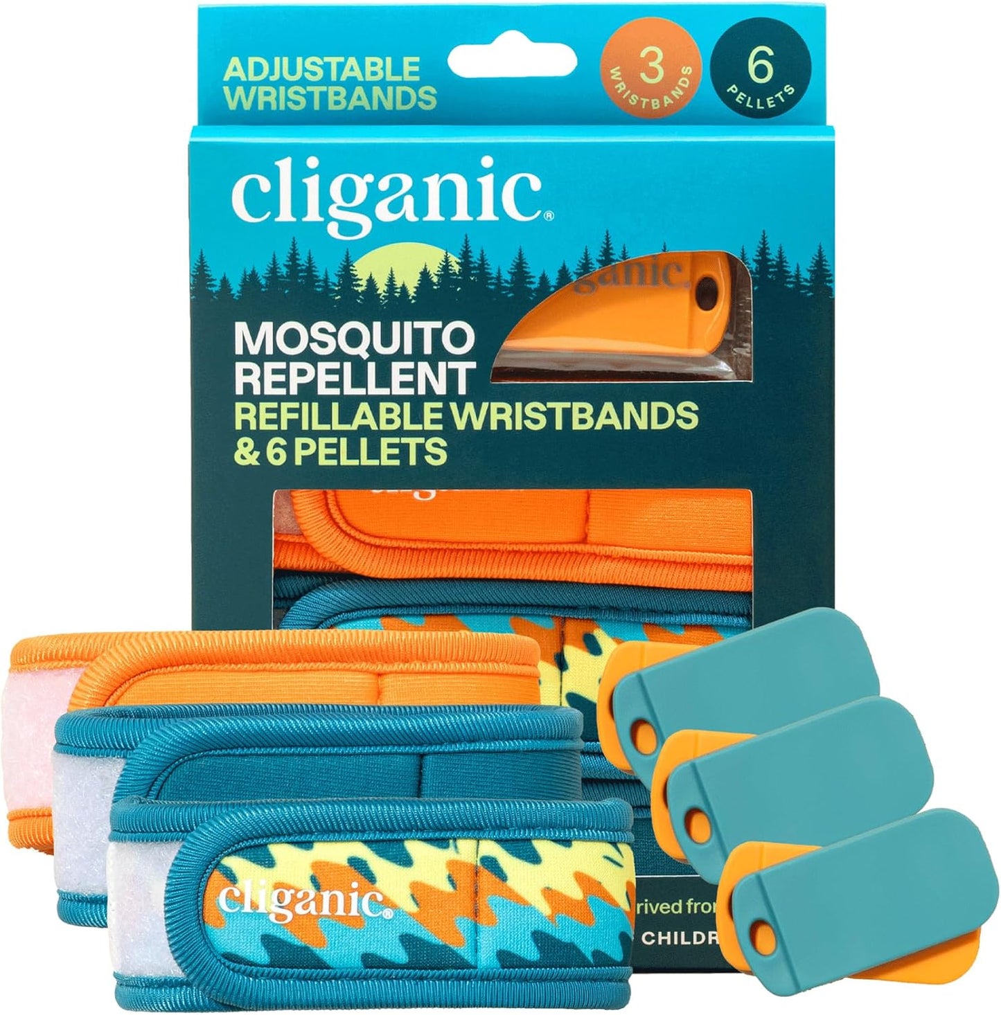 Cliganic Mosquito Repellent Pack (1 Clip + 2 Refill Pellets) - Natural DEET-Free, Essential Oil Infused