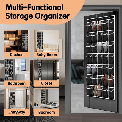 Kotkn 35 Compartment Over The Door Storage - Breathable Mesh Hanging Organizer with Large Pockets, Space Saving Design for Men & Women's Footwear, Closet, Bedroom （White）