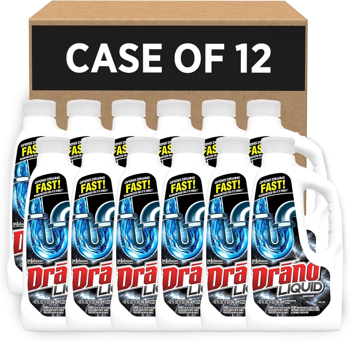 Drano Liquid Drain Clog Remover and Cleaner for Shower or Sink Drains, Unclogs and Removes Hair, Soap Scum, Bloackages, 32 oz