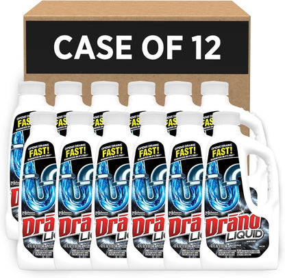 Drano Liquid Drain Clog Remover and Cleaner for Shower or Sink Drains, Unclogs and Removes Hair, Soap Scum, Bloackages, 32 oz