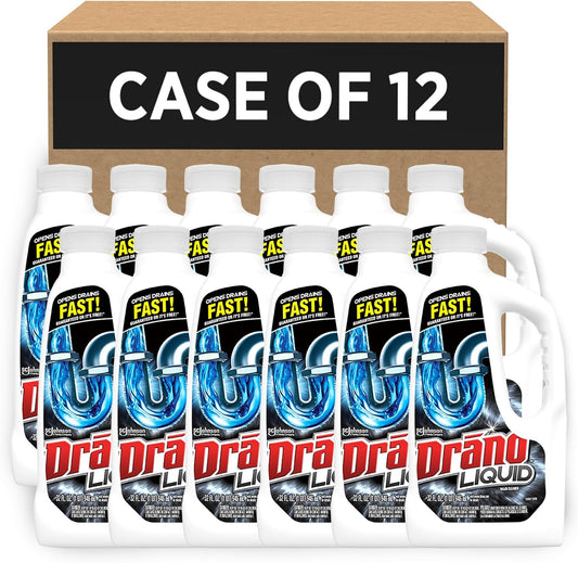 Drano Liquid Drain Clog Remover and Cleaner for Shower or Sink Drains, Unclogs and Removes Hair, Soap Scum, Bloackages, 32 oz