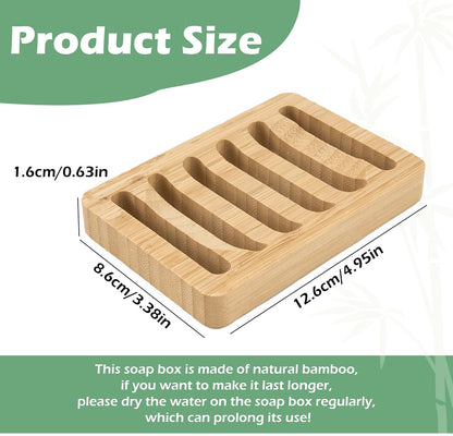 4 Pack Bamboo Soap Dish, Bar Soap Holder Self Draining Soap Dish Natural Bamboo Soap Holder Waterproof Anti-Slip Wooden Soap Dishes for Bar Soap Saver Tray for Shower Bathroom Kitchen Sink Bathtub