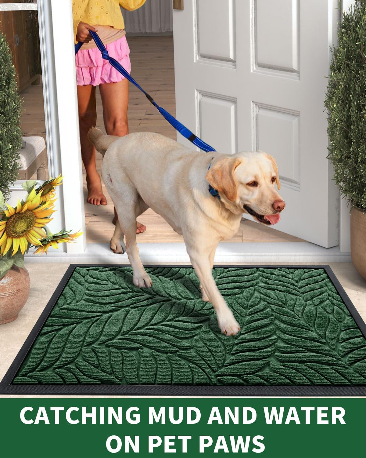 Yimobra Front Door Mat Outdoor Indoor, 29.5x17 All-Season Waterproof Door Mat Outside Entrance, All-Weather Non-Slip Outside Doormat for Garage Patio Entryway, Brown