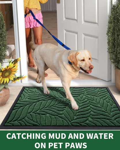 Yimobra Front Door Mat Outdoor Indoor, 29.5x17 All-Season Waterproof Door Mat Outside Entrance, All-Weather Non-Slip Outside Doormat for Garage Patio Entryway, Brown