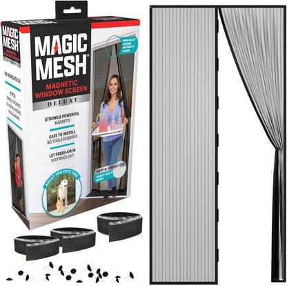 Magic Mesh Deluxe, Black | Magnetic Screen Door, Heavy Duty, Magnetic Closure, Door Net, Patio Screen, Sliding Door Screen, Bug Screen for Doorways, Kid & Pet Friendly | Size 39" x 83" (Pack of 1)